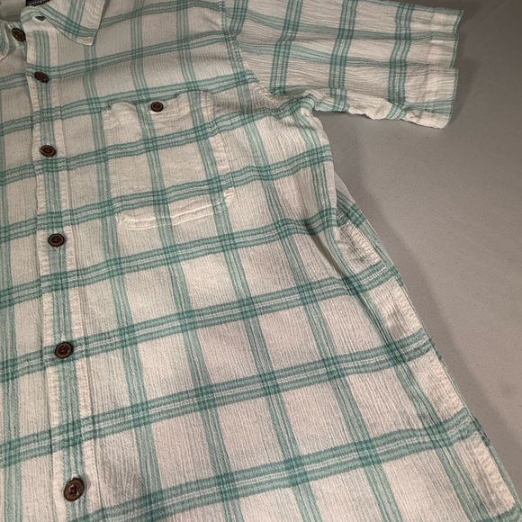 Patagonia Organic Cotton‎ Crinkle Plaid Shirt XL Short Sleeve Green - Picture 8 of 12